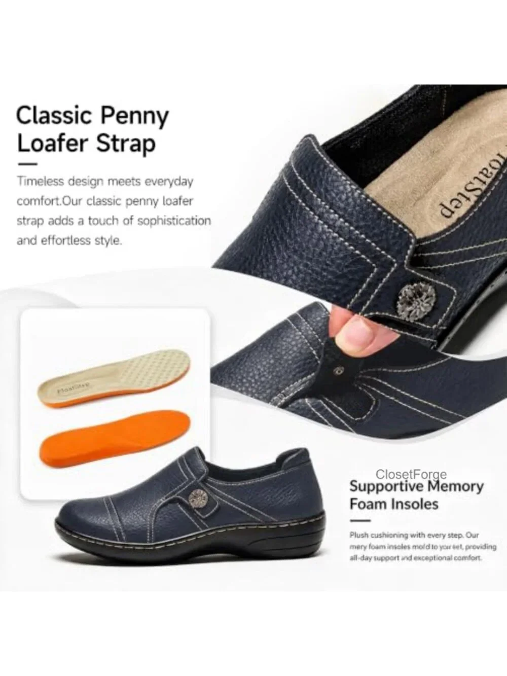 Leather Women's Loafers Comfortable Slip-On Flat Shoes